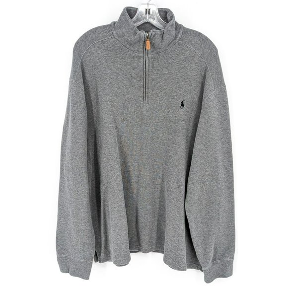 Polo Ralph Lauren Quarter Zip Pullover Sweater XL Grey Long Sleeve Mock Neck 90s - Picture 11 of 11